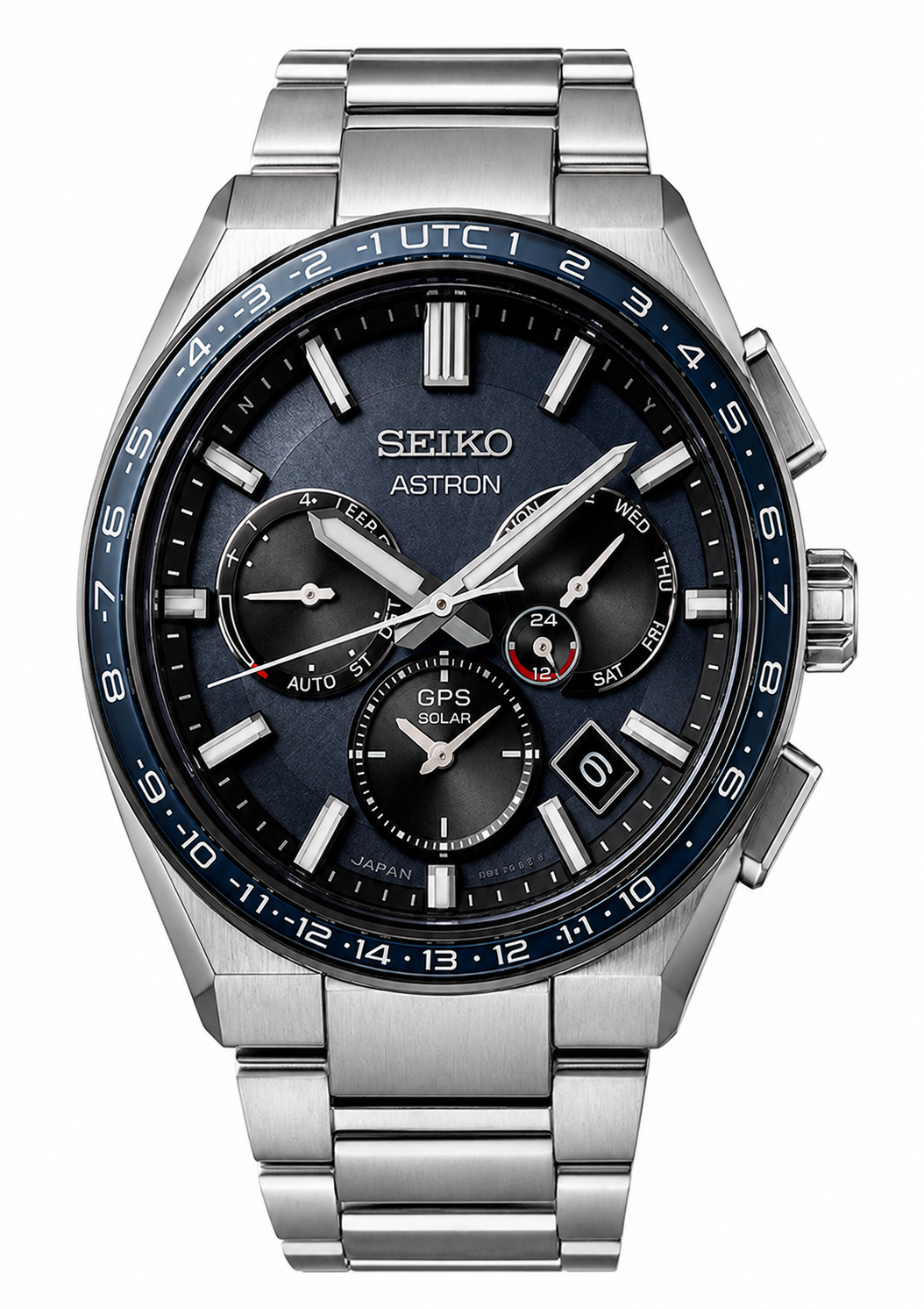 Seiko Astron GPS Solar Men's Luxury Watch Seiko Astron GPS Solar luxury titanium watch with GPS satellite time adjustment and solar-powered movement.