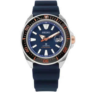 Seiko Prospex King Samurai automatic dive watch with stainless steel case and blue dial