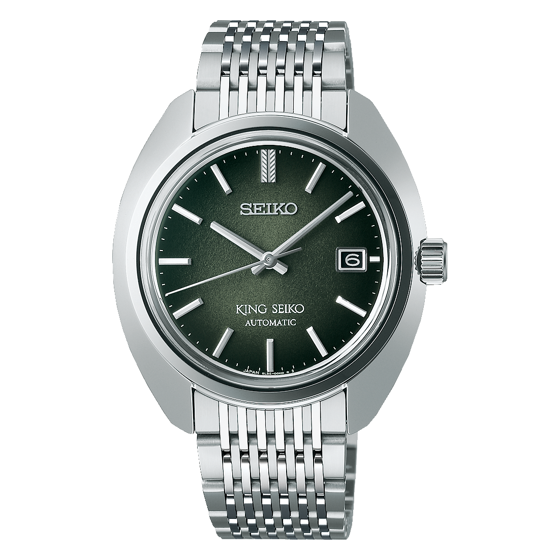 King Seiko SJE113 Automatic Green Dial Watch King Seiko SJE113 automatic forest green dial men's luxury watch with stainless steel bracelet.
